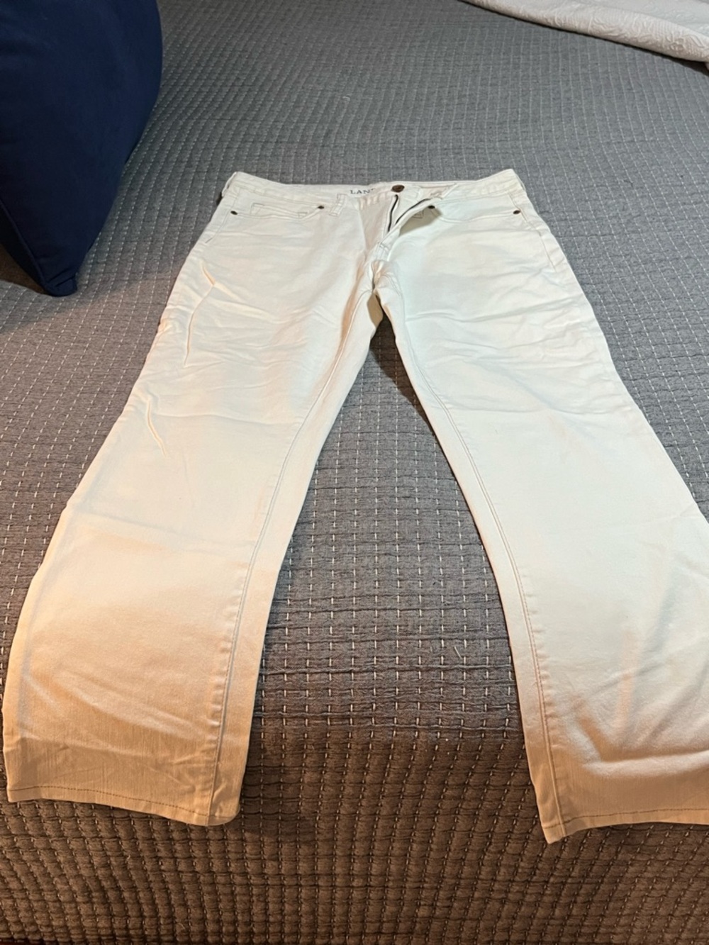 Lands' End Cream Straight-Leg Jeans